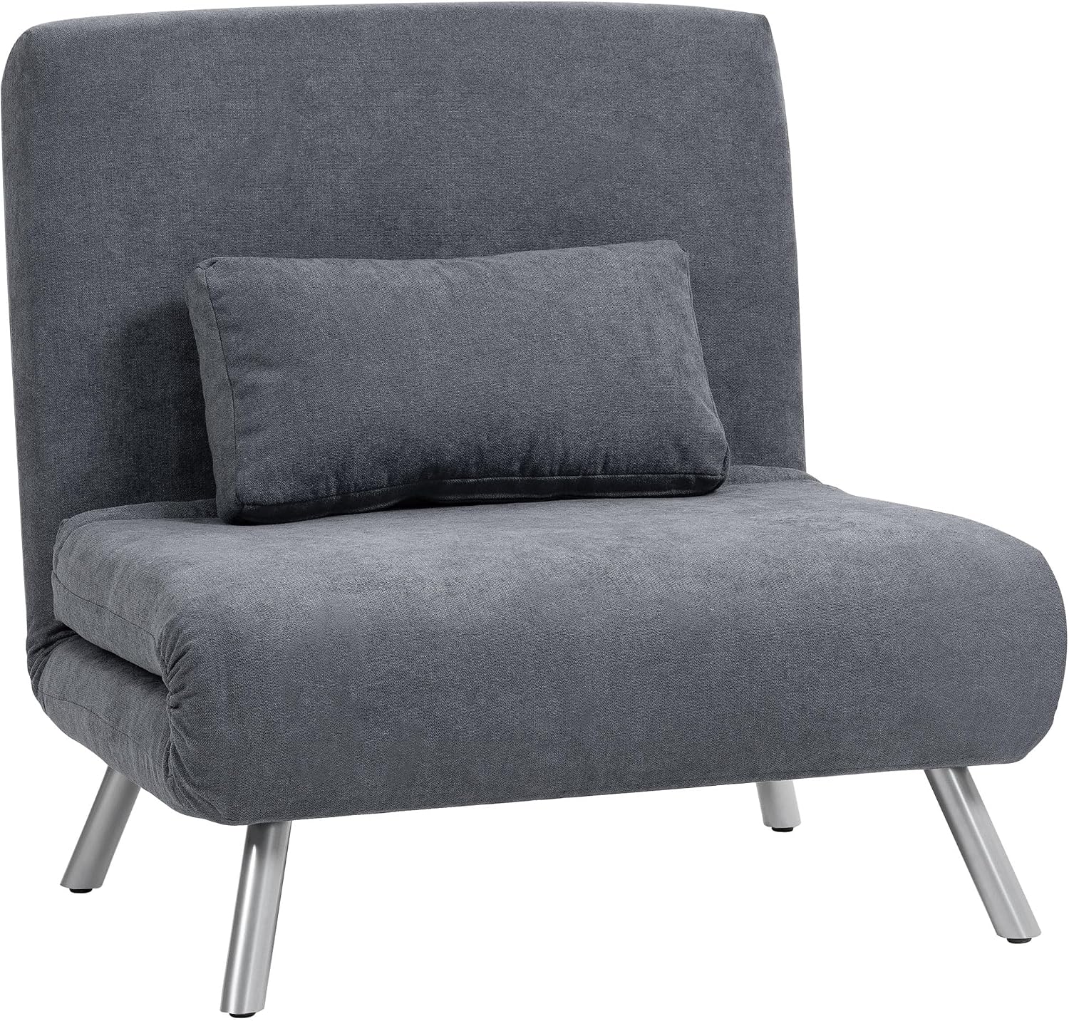 HOMCOM Schlafsessel 3-in-1 klappbar Schlafsofa mit Bettfunktion Relaxsessel mit Verstellbarer Rückenlehne, abnehmbar Kissen, Samtoptik, Gästebett bis 120 kg, Sofabett für Wohnzimmer, Dunkelgrau